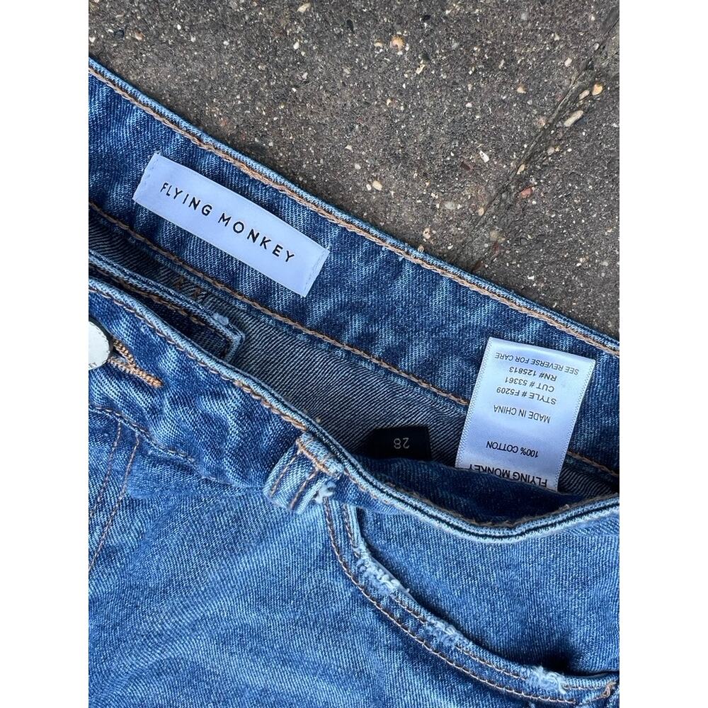 Flying Monkey high rise distressed frayed hems cropped jeans size 28x27 - Picture 4 of 5